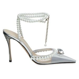 MACH & MACH Silver and White Heels